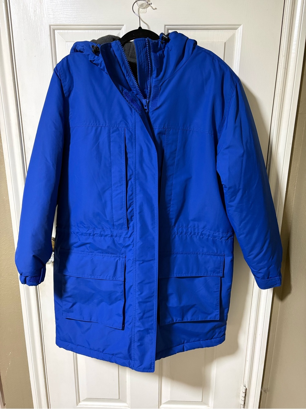 Lands End Polartec Aircore 200 Coat Mens Royal Blue Gray Sz  Medium